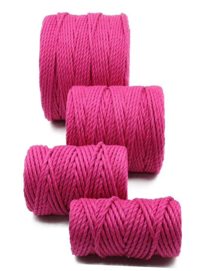 Bobbiny | 3 Ply Twisted Macrame Cotton Cord Dori (Roll Packaging) Thread for Macrame DIY and Other Projects | Pink | 4mm,20 Meter - Image 3